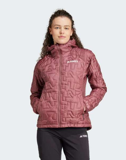adidas Terrex xperior primaloft loose fill insulated hooded jacket in burgundy - view 1