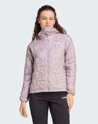 adidas Terrex xperior primaloft loose fill insulated hooded jacket in preloved fig-Purple