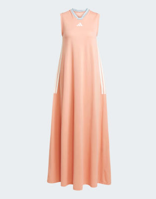 adidas - Tiro Cut - Langes Kleid aus weichem Netzstoff in Ambient Blush und Weiß-Rosa