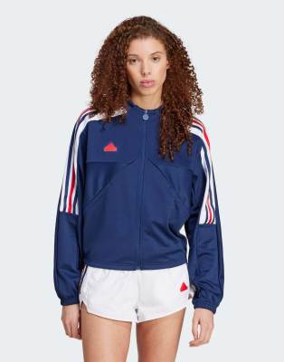 adidas - Tiro - Trainingsjacke in Team-Marineblau 2/Weiß mit 3 Streifen