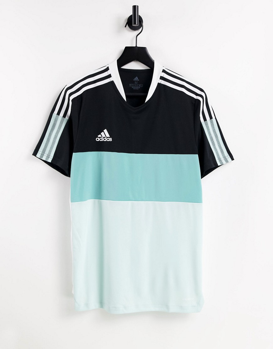 adidas Tiro21 Soccer t-shirt in black and mint