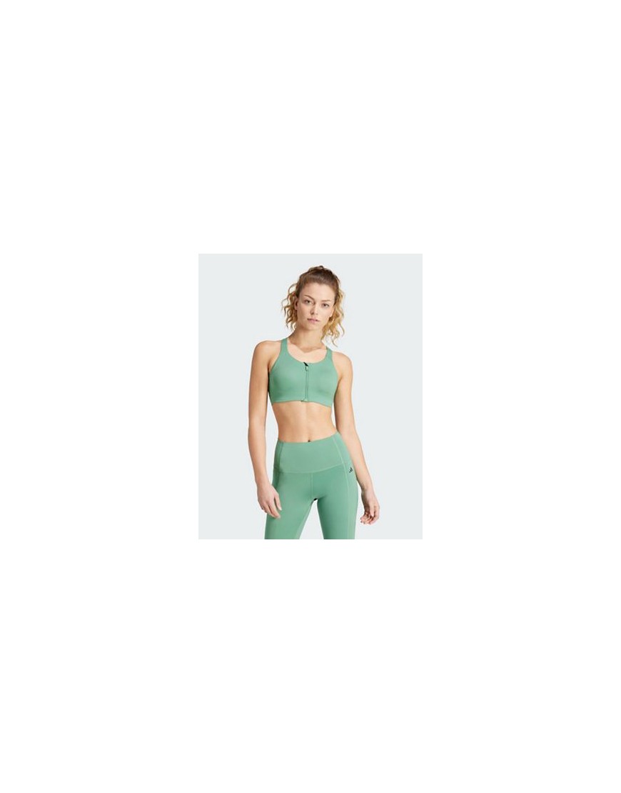 adidas TLRD impact luxe high-Support zip sports bra in green