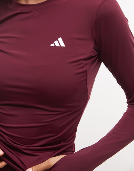adidas - top de manga larga Training Power Essentials en burdeos, 4 de 4