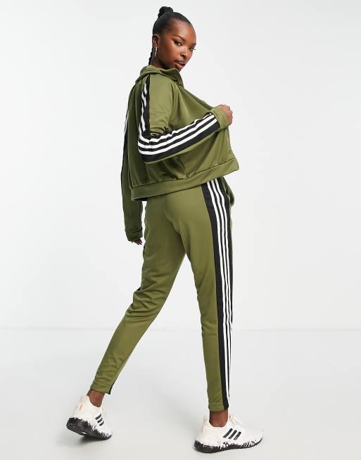 Green adidas hot sale tracksuit womens