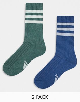 adidas Training 2 pack 3-stripe ankle socks in multi