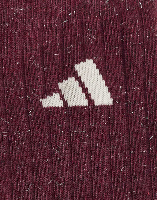 adidas Training – 2er-Pack Crew-Socken in Burgunderrot mit Rüschen, 3 von 3