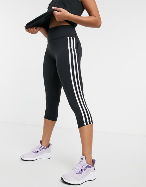 adidas Training alphaskin leggings with 3 stripes in black, ASOS