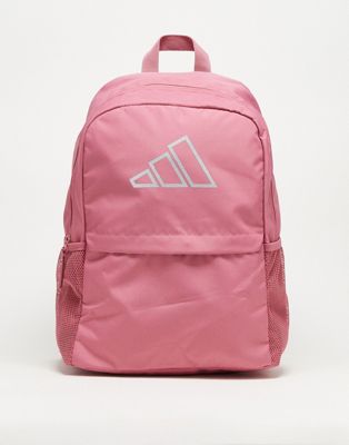 adidas Training 3 bar logo backpack in pink