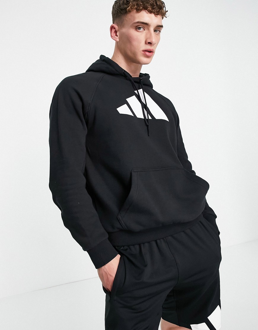 adidas Training 3 bar logo hoodie in black