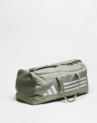 adidas Training 3 bar logo medium duffle bag in grey