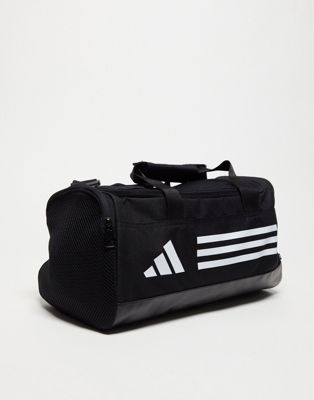 adidas Training 3 bar logo small duffle bag in black