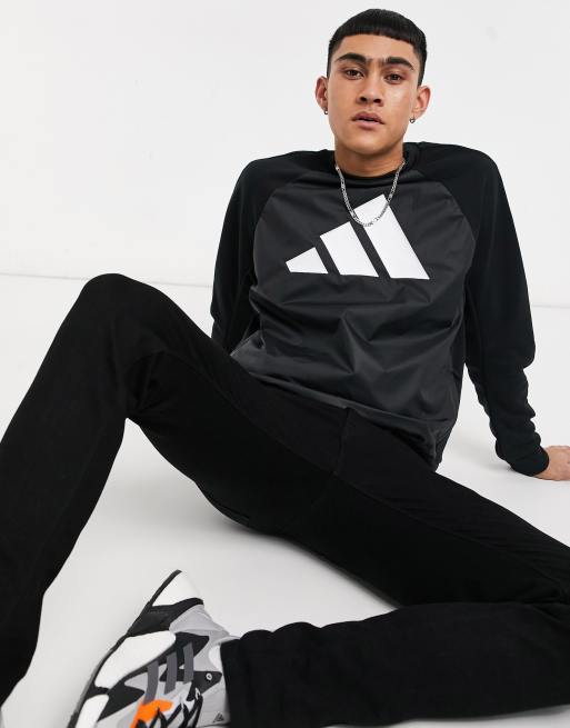 EmsuniversityShops | Grey adidas Eternal Class | Grey adidas Training 3 bar logo sweatshirt in black