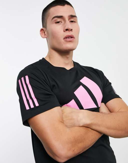 Black and shop pink adidas shirt