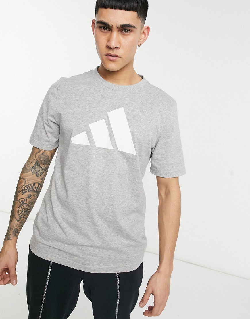Adidas Training 3 bar logo T-shirt in gray-Grey