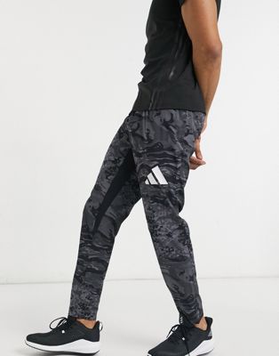 Adidas Training 3 Bar Logo Trackies In Grey Camo Adefra - black shorts w fishnets & adidas superstars pants roblox