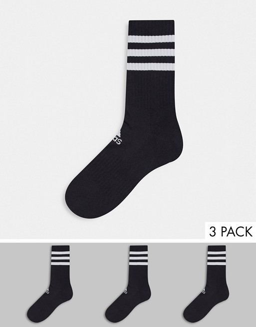adidas Training 3 pack 3-stripe ankle socks in black