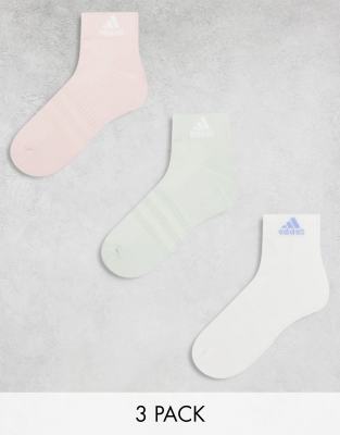 adidas Training 3 pack ankle socks in pastel colours-Multi