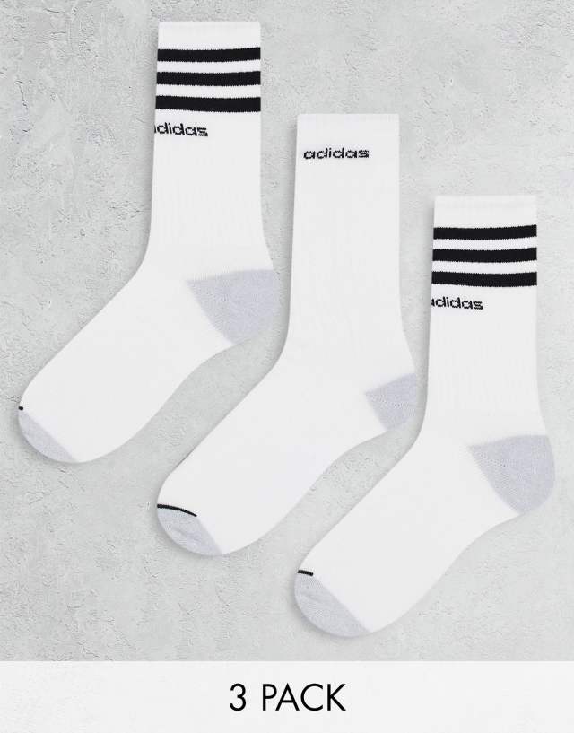 adidas Training 3 pack crew socks in white