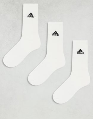 adidas Training 3 pack crew socks in white