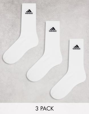 adidas Training 3 pack cushioned crew socks in white - ASOS Price Checker