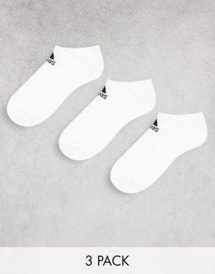 adidas Training 3 pack cushioned trainer socks in white