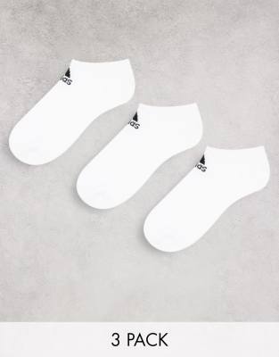 adidas Training 3 pack cushioned trainer socks in white