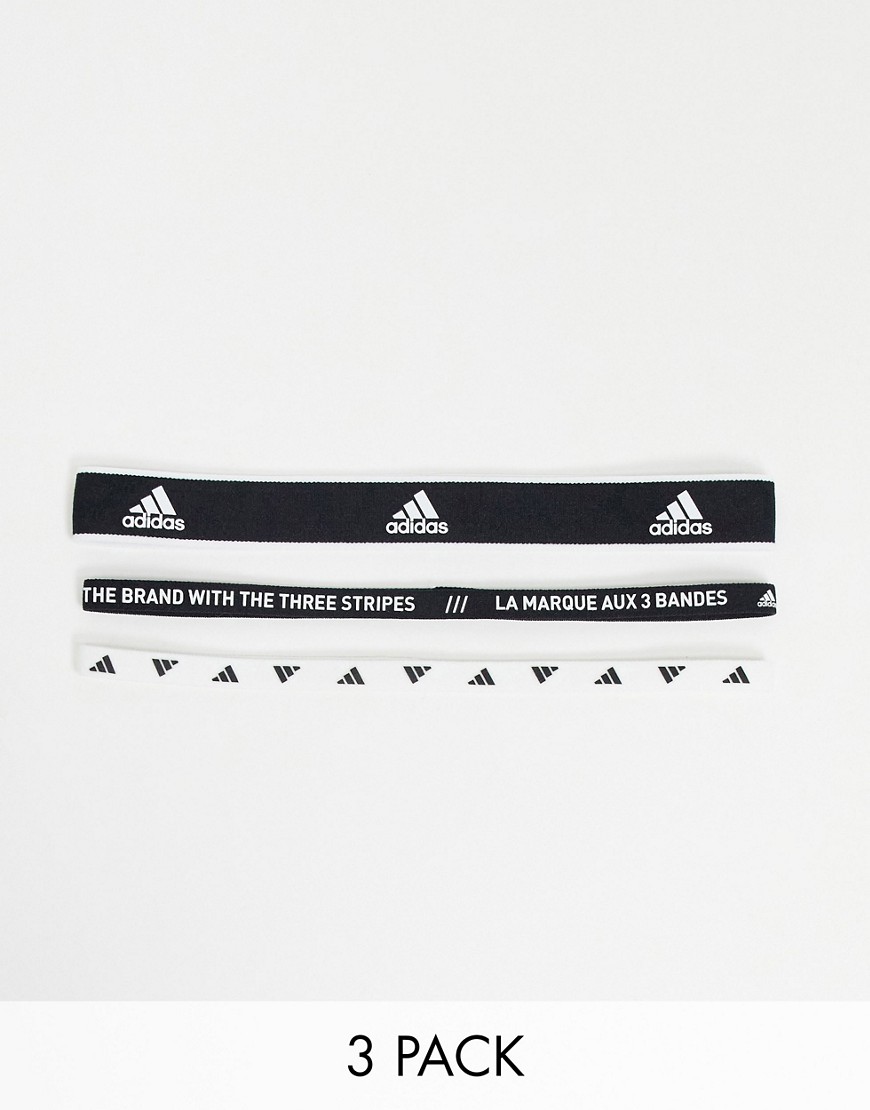 Adidas Performance - Adidas training 3 pack hair bands in black and white