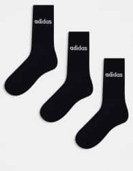 adidas Training 3-pack linear logo crew socks in black