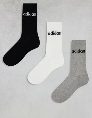 adidas Training 3-pack linear logo crew socks in multi