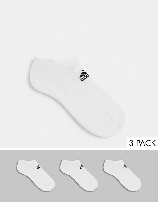 adidas Training 3 pack no show socks in white
