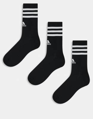 adidas Training 3 pack three stripe socks in black