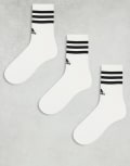 [adidas performance] adidas Training 3 pack three stripe socks in white M WHITE