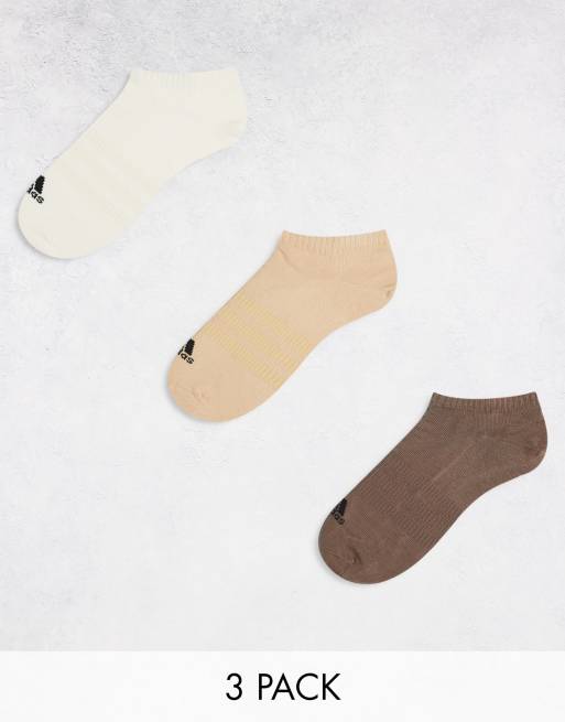 adidas Training 3 pack trainer socks in neutrals