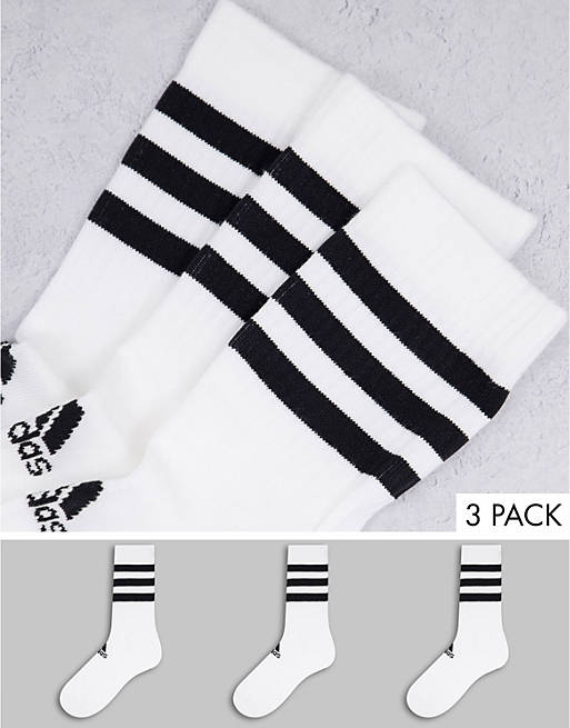 adidas Training 3 stripe 3 pack socks in white