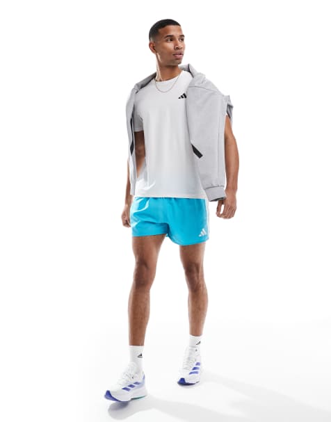 adidas Training 3 stripe 3" swim shorts in blue - view 1