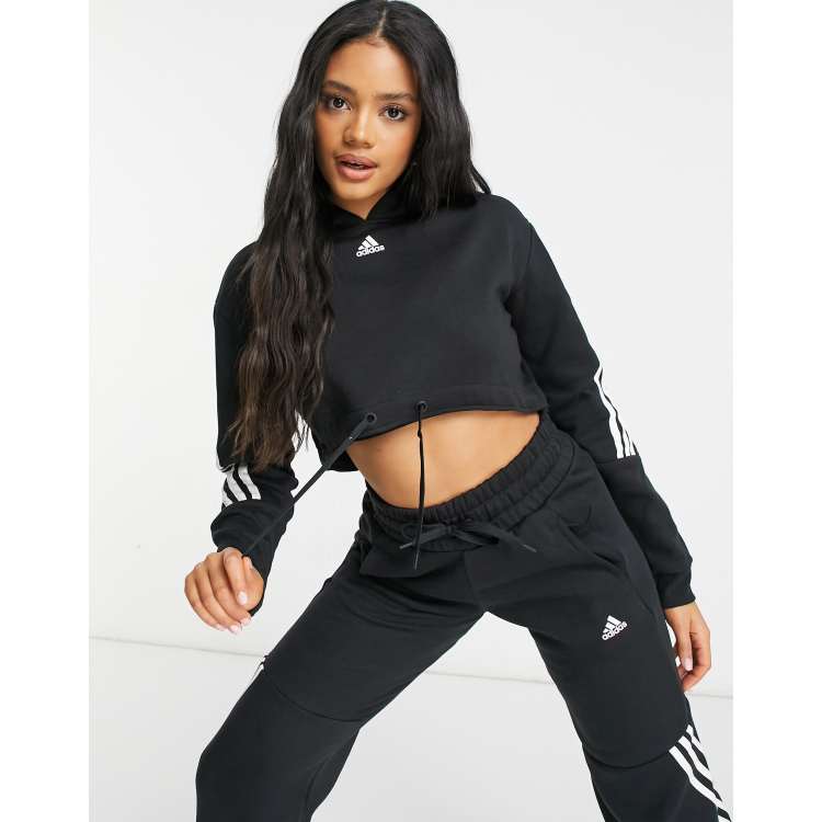 adidas originals cropped sweatshirt with three stripe block logo