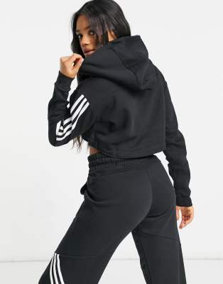 adidas 3 stripe cropped hoodie