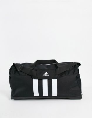 adidas Training 3 Stripe duffle bag in black