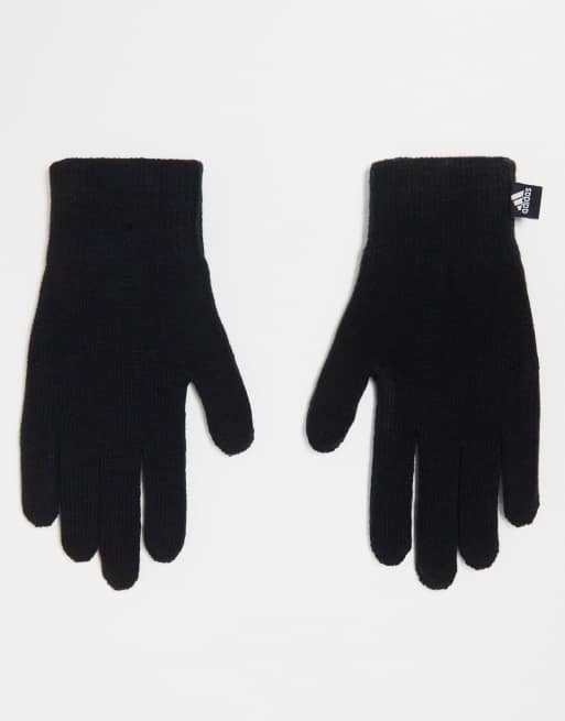 adidas Training 3 stripe gloves in black ASOS