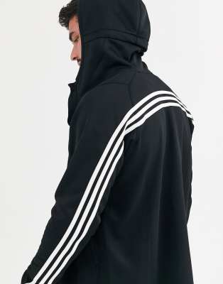 adidas black hoodie 3 stripe