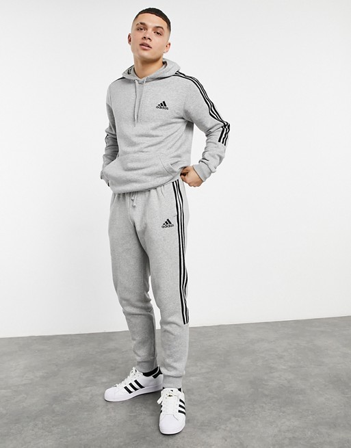 adidas Sportswear 3 stripe joggers in grey