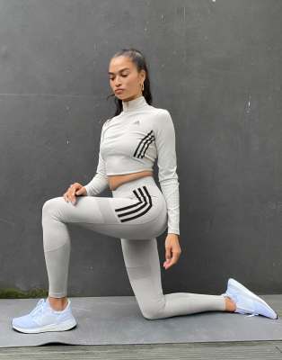 adidas grey stripe leggings