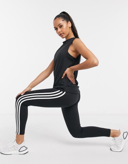 adidas Training 3 stripe logo leggings in black | ASOS