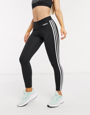 adidas Training 3 stripe logo leggings in black