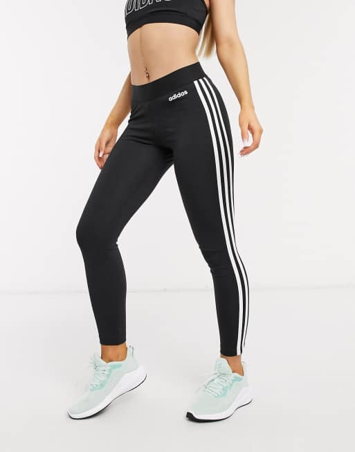 adidas Training 3 stripe logo leggings in black | ASOS