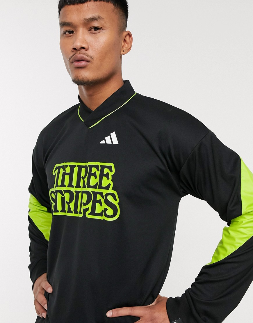 adidas Training 3 stripe long sleeve t-shirt in black