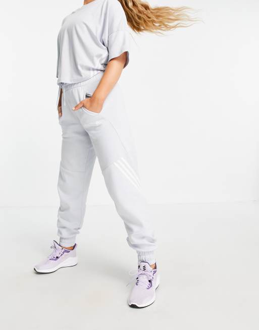 adidas Training 3 stripe oversized joggers in baby blue ASOS