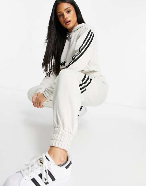 Adidas training 3 discount stripe oversized joggers