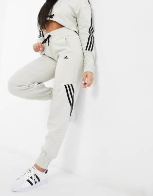 adidas 3 stripe grey joggers