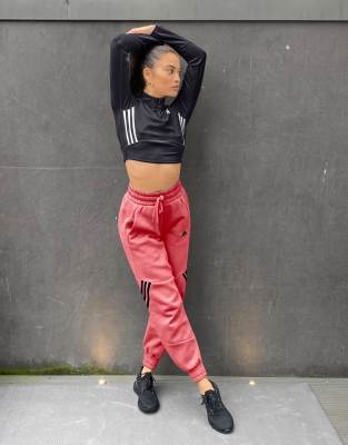 adidas joggers pink stripes